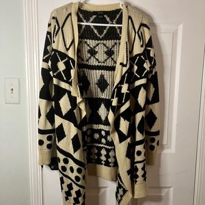 cream and black cardigan